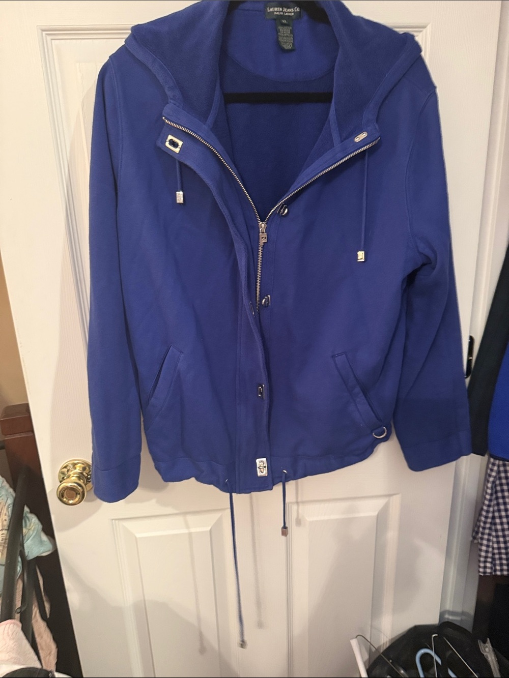 Lauren Ralph Lauren Cobalt Blue Hooded Bomber Jacket